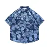 Camisa floral barroca vintage plus size 150kg para homens, camisa de manga curta com folha de bordo para férias na praia havaiana