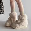 Botas de nieve cómodas y esponjosas de moda para mujer 2024 otoño e invierno nuevas antideslizantes con forro polar suela gruesa de punta grande botas de algodón de moda