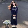 Estação de primavera e outono, estilo preppy, conjunto de camiseta polo e moletom com retalhos de renda para meninas, moderno e único, adequado para crianças mais velhas, conjunto versátil e estiloso