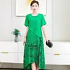 Elegante Vestido de Verano de Algodón y Lino de Longitud Media para Mujeres de Mediana Edad y Mayores, Por Encima de la Rodilla, Vestido Noble para Madres, Tallas Grandes, Vestido Adelgazante que Disimula la Figura