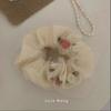 Creme francês ~ Floral Delicado Anel de Cabelo Headwear Alta-elástico Tie Cabelo Acessórios de Cabelo Curto Parte de trás da cabeça Enrolado Corda de Cabelo Coréia
