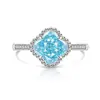 Anillo de Trébol de Cuatro Hojas con Corte Flor de Hielo de Piedra Preciosa de Colores Popular en Tiktok y Xiaohongshu Anillo de Diamante de Alto Carbono Flash Transfronterizo Dropshipping en Vivo