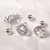 Aretes Únicos para Hueso del Oído con Agujas de Plata, Estilo Europeo y Americano, Aretes de Zirconia Negra de Nicho, Tornillos Invisibles para Cartílago del Oído, Espiral Externo para Mujer
