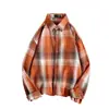 Camisa a Cuadros Retro para Hombre Estilo Hong Kong Temperamento Casual Cárdigan Superior Manga Larga Cuello Solapa Camisa Venta al por Mayor