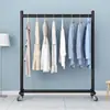 Varal de roupas móvel, varal de roupas interno, varão para pendurar roupas de varanda e quarto, leve e estiloso, design de haste única dobrável com rodas para uso doméstico
