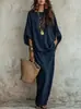 Colección de otoño transfronteriza europea y americana 2026: conjunto de dos piezas para mujer, top casual liso de estilo bohemio y falda larga