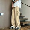 Calças de ferramentas retrô japonesas para homens de verão transfronteiriço solto Design Sense Small Pocket Casual Wide Leg Pants