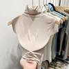 Camisa Básica de Gola Alta Europeia para Mulheres 2023 Novo Estilo Estilo Estrangeiro Top Slim de Manga Longa para Usar por Baixo Camiseta Branca para Mulheres