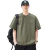Nueva Camiseta de Manga Corta Pesada para Hombre 2026, Corte Holgado, Tallas Grandes, Marca de Moda, Estilo Ins, Ropa de Verano Fina para Hombre con Estampado de Media Manga