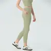 Fábrica de Ropa Dongguan OEM Hechos a Medida Pantalones de Yoga con Sensación de Segunda Piel para Mujer, Pantalones Deportivos para Correr, Pantalones de Fitness de Secado Rápido de Nueve Puntos