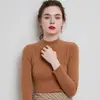 Outono e Inverno Manga Longa Roupa Íntima Feminina Lã Gola Meio Alta Emagrecedora Bodycon Espessada Novo Estilo Pulôver Transfronteiriço Tricô Camada de Base