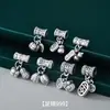 Colgante Duro de Plata Pura 999 Estilo Chino 3D con Diseños de Caquis, Cacahuates, Paz y Flores de Loto, con Agujeros Grandes