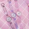 Reloj de estudiante transparente personalizado de venta caliente Corea del Sur rosa fresco niña todo-combina reloj de regalo para damas