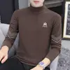 300g Veludo Alemão Outono/Inverno Veludo Escovado Dupla Face Gola Alta Manga Longa Camada Base Masculina Quente Roupas de Outono Camiseta