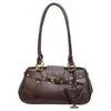 Bolso de Axila Estilo Británico Europeo para Chica Popular para Mujer Otoño Comercio Exterior Retro Versátil Bolso de Motocicleta Bolso de Hombro Único Casual