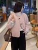 Chaquetas Cortas de Algodón Acolchadas de Gama Alta para Mujer, Cuello Redondo, Puños, Botones de Contraste, Nuevo Estilo de Invierno, Sueltas y Versátiles