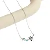 Collar de Panda Dorado Estilo Chino con Bambú y Adorno de Esmeralda, Cadena para Clavícula Versátil y Linda para el Uso Diario
