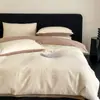 Conjunto de quatro peças de algodão puro, algodão lavado, escovado, com jacquard tridimensional em relevo, espessado para outono e inverno, conjunto de quatro peças de roupa de cama em jacquard escovado