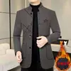 Jaqueta de Lã Grossa com Gola Alta para Outono e Inverno, Jaqueta Casual Masculina Slim Fit com Gola Alta, Estilo de Negócios