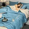 Juego de Colcha de Verano Clase A, Juego de Cuatro Piezas de Colcha de Verano de Seda Helada, Bordado Sedoso de Tencel, Colcha Doble Lavable para Aire Acondicionado, Colcha Delgada
