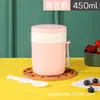 Copo de Aço Inoxidável Portátil de Camada Dupla Micro-ondas para Escritório Selado Copo de Café da Manhã com Tampa Colher Copo à Prova de Vazamento com Colher