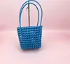 Bolsa Cesta de Verduras Tejida de Plástico Color Nuevo Bolso de Mano para Mujer Bolso Casual Hecho a Mano para Vacaciones Bolso de Playa Cesta de Baño