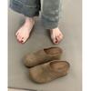 Sapatos Meia-Bota Sem Salto 2024 Novo Outono e Inverno Slip-on Forrados com Lã Solado Grosso Bico Fechado Meias de Casa para Mulheres