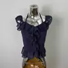 Novo produto de Dongdaemun, Coreia do Sul: Blusa de chifre sexy, bonita e versátil com mangas curtas bufantes