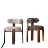 Silla de comedor vintage de madera maciza estilo francés, mesa y silla de comedor antiguas wabi-sabi para uso doméstico, silla nórdica de diseño de alta gama con respaldo