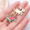 Europeo y Americano Creativo Lindo Dibujos Animados Estampado Gato Mecánico DIY Joyería Accesorios Aleación Pendientes Pulsera Colgante Encanto