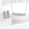 Hip-Hop Europeu e Americano Doce Rochedo da Moda Colar Totalmente Cravejado Moda Feminina Versátil Brincos de Zircônia Conjunto de Joias Venda por Atacado