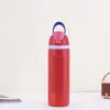 Copo Térmico Inoxidável de Camada Dupla Transfronteiriço Grande Capacidade Dupla Bebida Chaleira Esportiva Alça Portátil Copo de Fruta Copo de Viagem com Tampa de Mola
