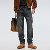 Jeans para hombre retro americano, nuevo estilo otoño 2024, corte recto, ajuste holgado, casual, de alta gama, lavados, elásticos, pantalones de moda