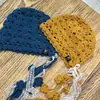 Turbante de Encaje Hueco con Borlas de Estilo Étnico para Mujer, Gorro Ligero de Punto para Primavera y Verano, Gorro Retro para Adelgazar el Rostro
