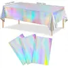 Toalha de Mesa Mágica Descartável Transfronteiriça Toalha de Mesa a Laser Toalha de Mesa de Plástico Arco-Íris Festa de Aniversário de Natal Toalha de Mesa Colorida