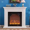 Decoración de Chimenea Retro Negra Tallada Nórdica Francesa Americana Gabinete de Almacenamiento Inserto de Chimenea Eléctrica Chimenea Calefactora