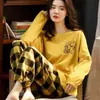 Pijama nuevo de manga larga para primavera y otoño, pijama casual para mujer, estilo coreano, conjunto de ropa para el hogar para mujer