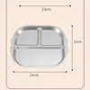 Plato dividido extra grueso reductor de grasa para uso doméstico, portátil y engrosado, plato de desayuno de acero inoxidable para niños, vajilla con porciones controladas para jardín de infantes