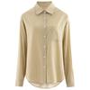 Camisa Versátil de Manga Larga con Bolsillos en Capas 100% Lyocell para Mujer, Corte Ligeramente Holgado, Nueva Camisa de Verano para Mujer