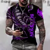 Design Tendência Sapatos Masculinos Série de Impressão Digital 3D Camiseta Gola Redonda Manga Curta Juventude Americana Popular Solta