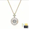 Collar de Plata de Ley S925 con Moissanita, Piedra Principal Redonda Dinámica y Cadena Alrededor, Moderno y Versátil, Collar de Nicho de Lujo Ligero
