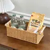 Caixa de Armazenamento de Mesa Estilo Europeu Cesta de Armazenamento de Rattan Sintético Trançado para Lavatório Cesta de Armazenamento para Mesa de Centro de Controle Remoto Chave de Entrada