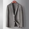 Traje Casual para Hombre 2025 Otoño e Invierno Lujo Ligero Negocios Lana Traje de un Solo Botón para Hombres Jóvenes y de Edad Media, Lana de Doble Cara, Chaqueta de Traje sin Planchar