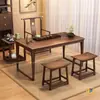 2026 Nuevo Juego de Mesa Pequeña para Balcón y Sillas Mesa de Té de Madera Maciza Sala de Estar Uso Doméstico Juego de Té Integrado para Preparar Té Mesa de Café Kung Fu
