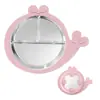 Nuevo Vajilla Desmontable para Bebés y Niños Pequeños con Ventosa, Plato para Comer Anticaídas, Plato de Cena Infantil Dividido de Silicona de Acero Inoxidable 304