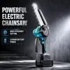 Mini motosserra elétrica exclusiva transfronteiriça de 6 polegadas para jardinagem e marcenaria, motosserra portátil alimentada por bateria de lítio