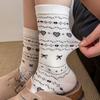 Calcetines de Algodón sin Costuras Fairisland para Primavera y Verano Calcetines de Tubo Medio con Lazo de Amor para Niños Calcetines Apilados Estilo Japonés Calcetines Retro