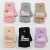 Guantes de Invierno para Mujer 2026 Adulto Estudiante Cubierta Flip Medio Dedo Conejito de Dibujos Animados Lindo Guantes Cálidos de Felpa Venta al por Mayor