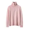 Manga raglan 35 caxemira novo gola alta espessado meio zíper fio pontilhado moderno malha solta suéter camada base