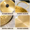 Olla para ramen de acero inoxidable estilo coreano con patrón de martillo, olla dorada para fideos instantáneos de celebridad de Internet, olla caliente pequeña para el hogar con tapa, olla para sopa multiusos